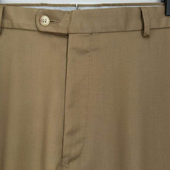 Peter Millar 100% Wool Dress Pants Flat Front Khaki Size 38X32 Made in Peru - Picture 10 of 12